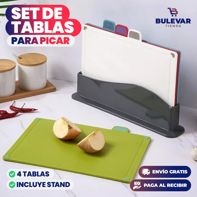 SET DE 4 TABLAS DE PICAR EN LA COCINA