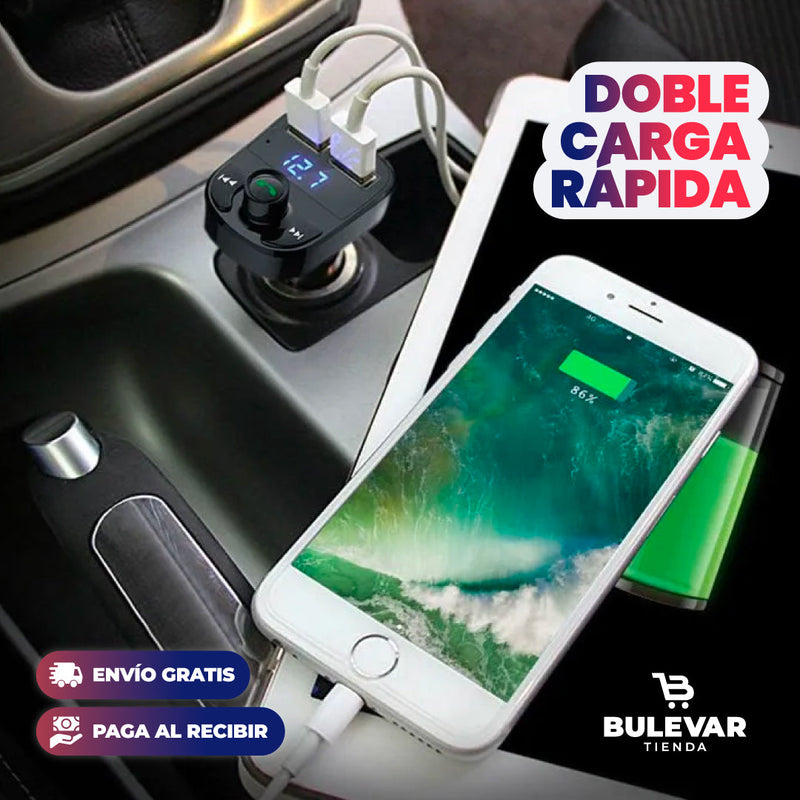 TRANSMISOR BLUETOOTH CON CARGA RÁPIDA PARA CARRO